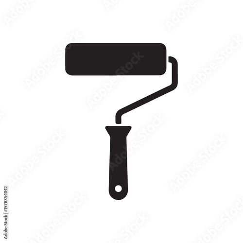 Paint roller silhouette icon vector flat illustration design.
