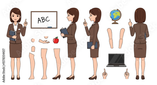 Animated Female Teacher Character for Stock Illustration