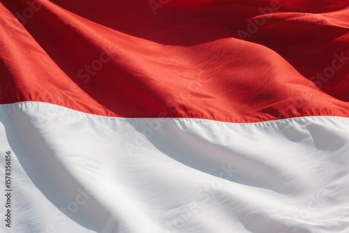 Red and white Indonesia flags waving 