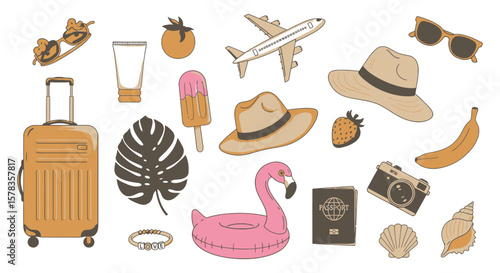 Trendy Summer Vacation  Holiday Graphic Elements
