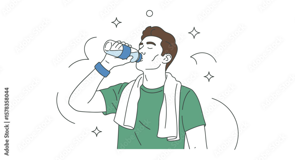 Obraz premium Active Lifestyle Man Hydrating with Water Bottle After Exercise