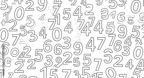 Scattered numbers arranged randomly. Mathematical digits, numeric background, numeral symbols, data representation