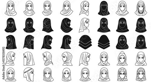 Muslim women wear a variety of different hijabs. Islamic fashion, religious clothing, modest style, traditional dress
