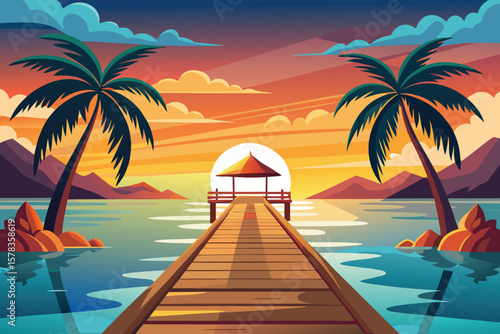 Sunset on a tropical dock