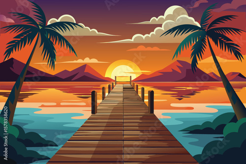 Sunset on a tropical dock