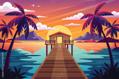 Sunset on a tropical dock