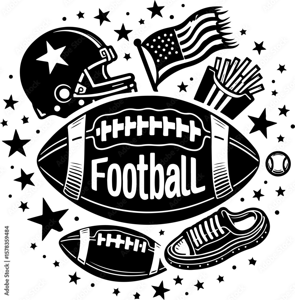 Obraz premium American football amerball, sports, USA, vector bundle