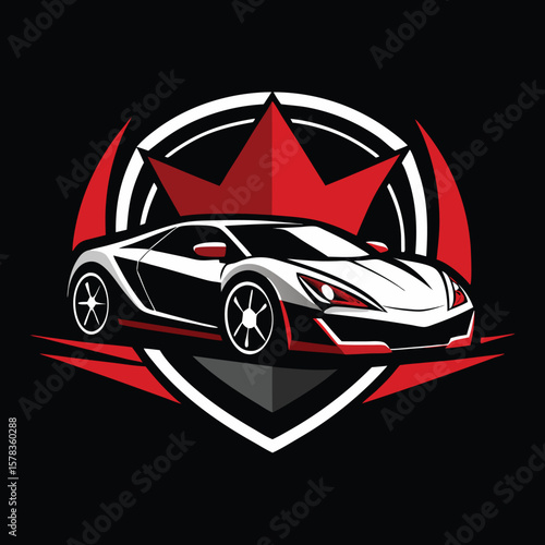 Sports car logo icon set. Motor vehicle silhouette emblems. Auto garage dealership brand identity design elements. Vector illustrations.