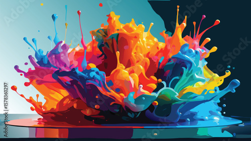 Explosive Burst of Vibrant Colors A Splashing Spectacle