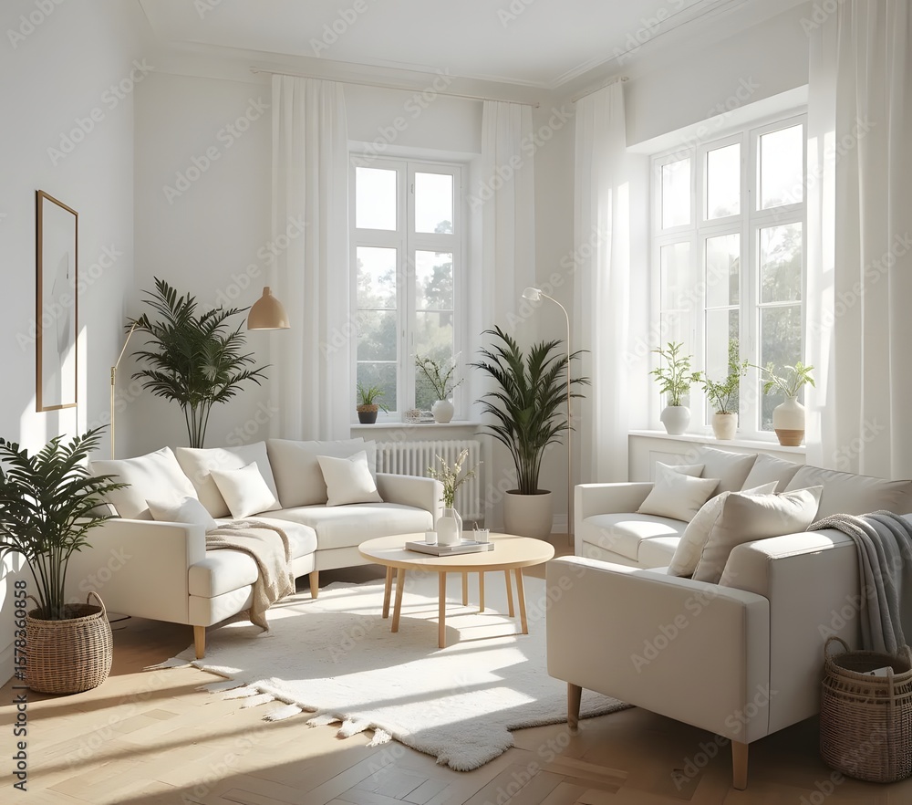 Fototapeta premium Scandinavian style modern living room