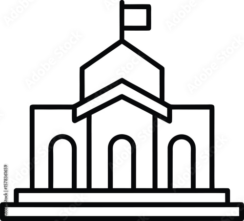 embassy icon vector line art on transparent background