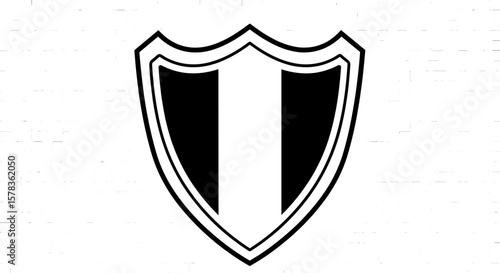 Shield with a chrome, glossy, futuristic design. Security and protection concept with modern metallic design.