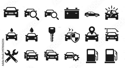 Set of car service icons for repair and maintenance. Automotive, vehicle, service, mechanic, transportation, automobile, maintenance, car