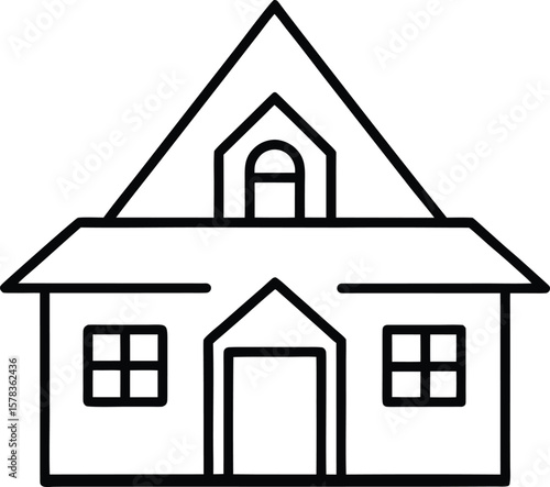 guesthouse icon vector line art on transparent background