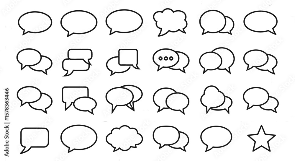 Fototapeta premium Speech bubbles collection on transparent background. Communication, dialogue, conversation, comment.