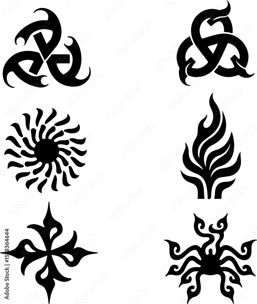Tribal Flame Tattoo Designs vector bundle Tribal Flame Tattoo Designs vector bundle