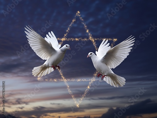 Two White Doves Soaring: A Symbol of Peace and Hope Yom Kippur