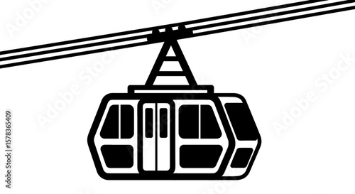 Cable car traverses mountain for transportation. Gondola, aerial tramway, ropeway lift, transport, travel, mountain transport