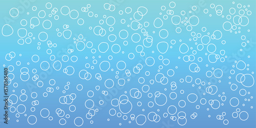 水色のソーダ水に浮かぶ気泡の抽象背景イラスト