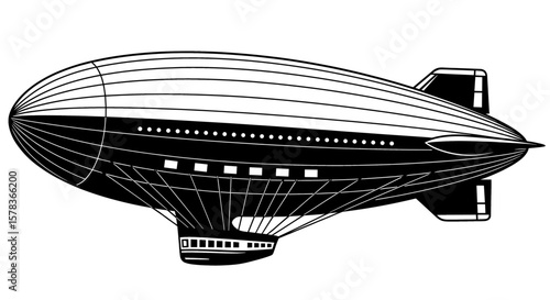 Vintage airship showcasing classic aviation and travel, depicting exploration and retro futurism with elegant design and historical adventure