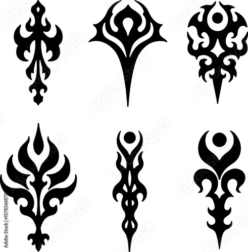 Tribal Flame Tattoo Designs vector bundle