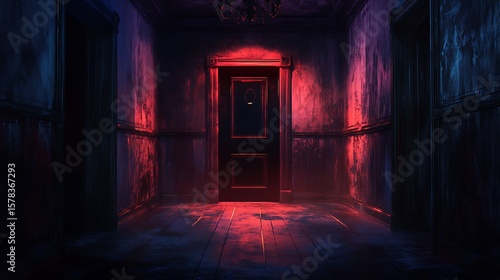 Mysterious red lit hallway