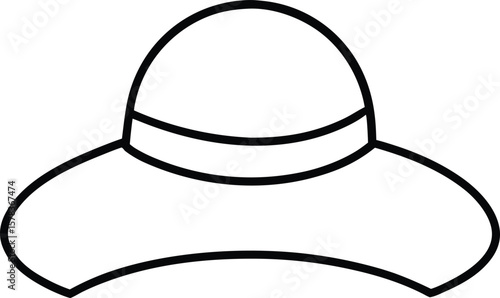 sunhat icon vector line art on transparent background