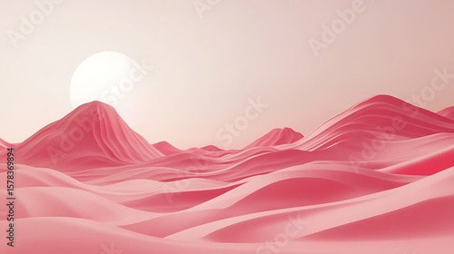 Pink abstract mountain landscape