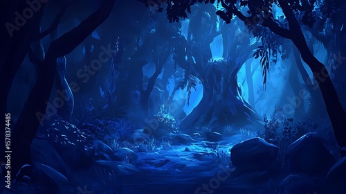 Fototapeta Naklejka Na Ścianę i Meble -  Mystical nighttime forest scene
