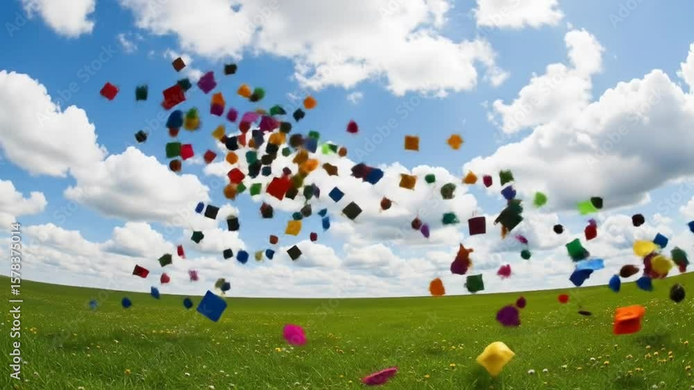 Colorful Shapes Dance Across a Summer Sky. Colorful Shapes Dance Across a Summer Sky.
