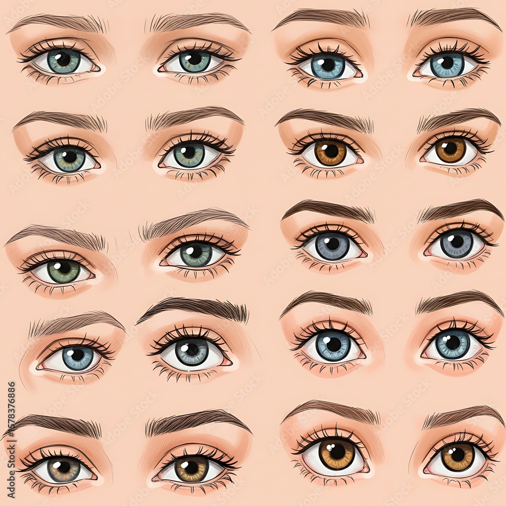 Obraz premium Chromatic Gaze: A Spectrum of Eyes