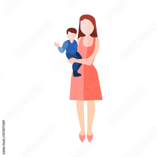 Vector illustration of a mother holding her baby, a loving maternal bond representation