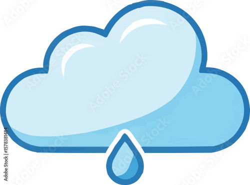 Cartoon cloud with raindrop: perfect for weather forecasts, design projects, and cheerful visuals