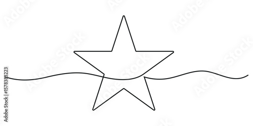 Star icon continuous one line drawing. Line star one continuous line drawing design. Vector illustration.