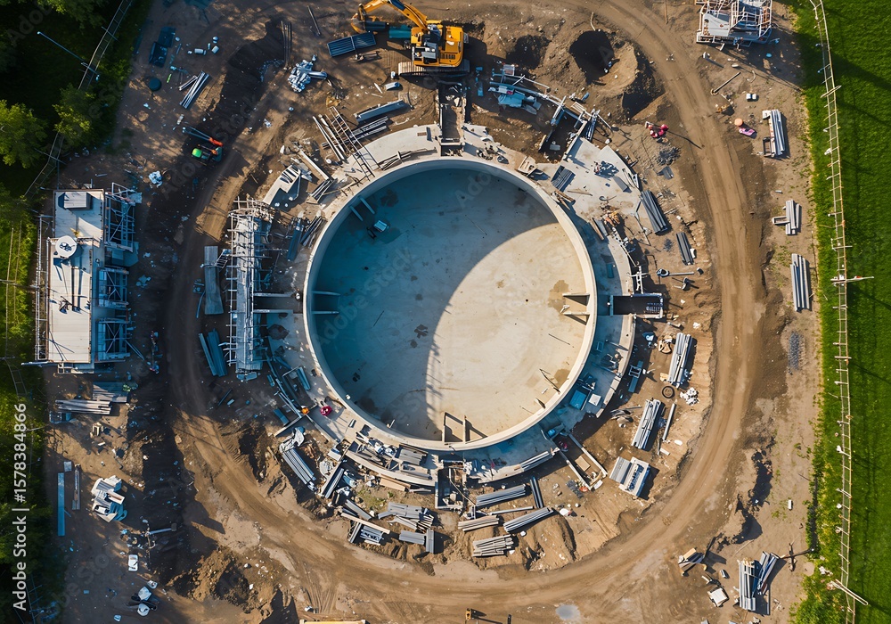 Fototapeta premium Aerial View: Circular Construction