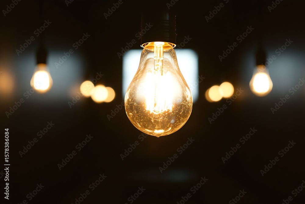 Illuminated Edison Bulb in Dark Creates Ambient Lighting Effect Illuminated Edison Bulb in Dark Creates Ambient Lighting Effect