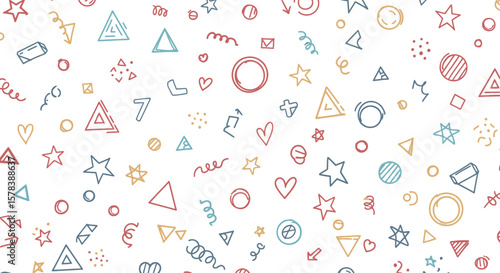 Fun Doodle Pattern Hand-Drawn Festive Background for Kids