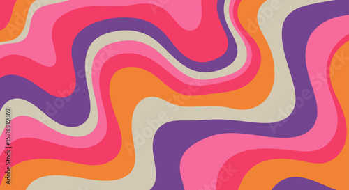 Groovy Retro Background - Swirls Psychedelic and Vibrant Colors