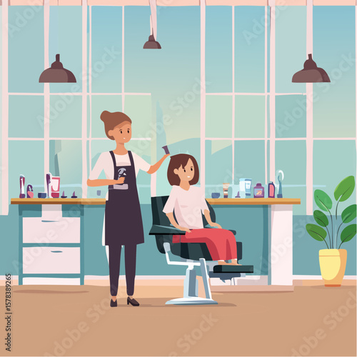 Professional barber working with client in barbershop