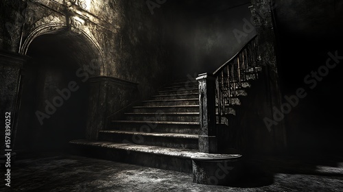 Old stone stairs in historical interior