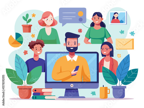 Virtual Office Meeting with Team Members