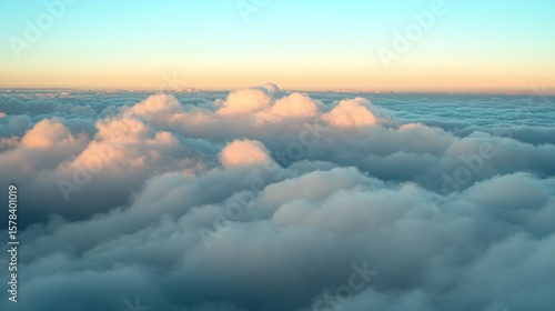 Cloudscape At Sunset, Pastel Hues And Golden Light