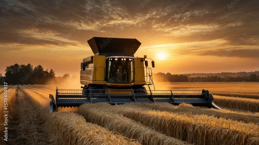 Fototapeta premium combine harvester working on a wheat field