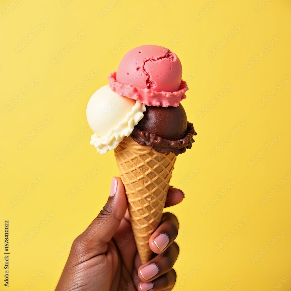 Triple-Scoop Delight: A Vibrant Treat for Summer Days Triple-Scoop Delight: A Vibrant Treat for Summer Days
