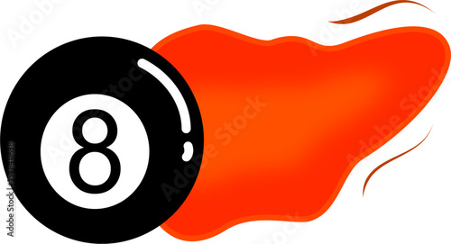 Billiard 8 ball with fire trail