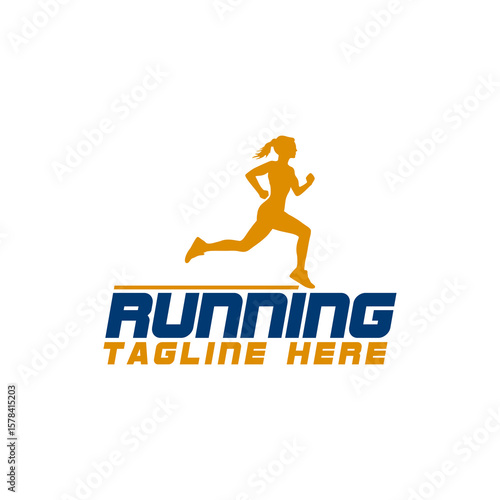 Running Sports Logo design isolated on white background