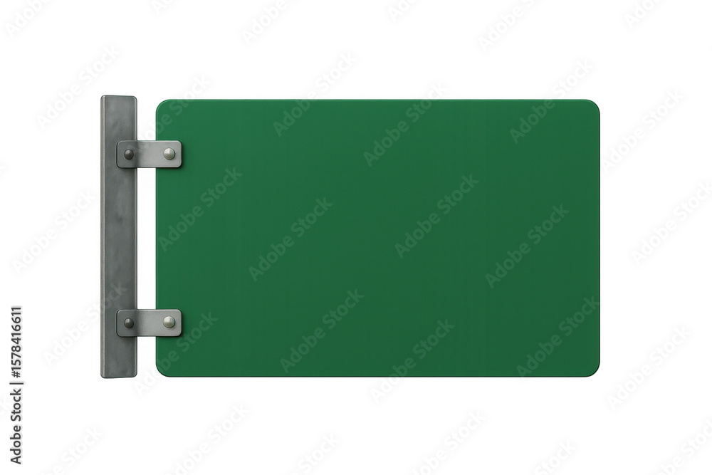 Obraz premium Empty green road sign with metal pole and rounded corners, isolated on transparent background, perfect for customization