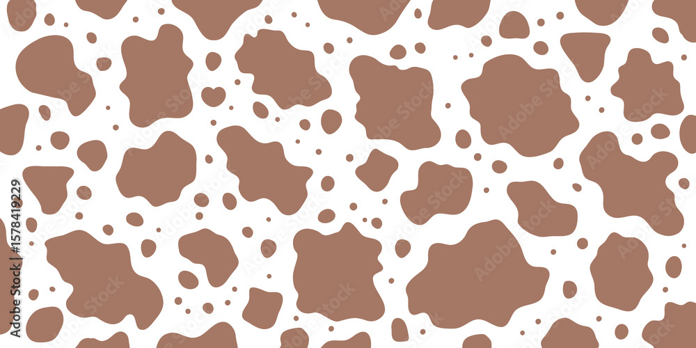 Obraz premium シームレスな茶色の牛柄模様の背景イラスト