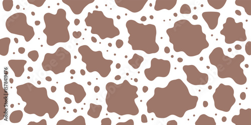 シームレスな茶色の牛柄模様の背景イラスト