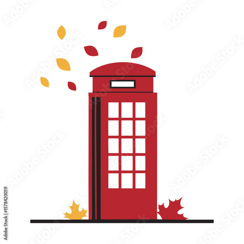 Classic Worn Red Phone Booth Illustration